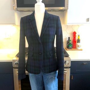 J.Crew 6 Tall, black watch plaid blazer